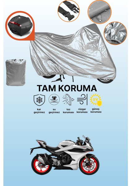 Gri Arka Çanta Uyumlu Cfmoto 450SR Uyumlu Motor Brandası, Koruyucu Örtü