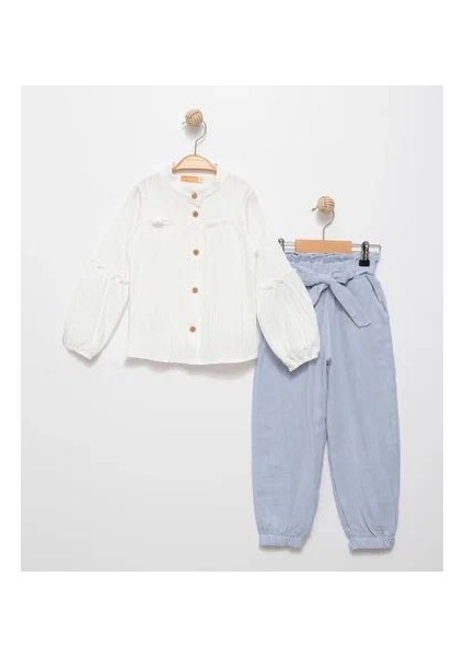 Kız Çocuk Müslin Pantolon Gömlek Ikili Takım