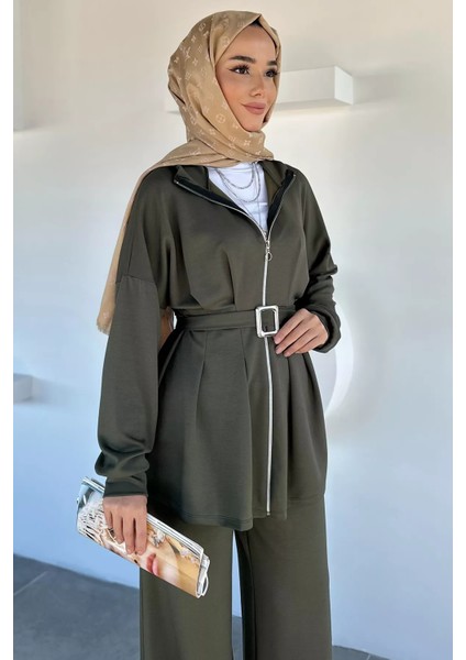 Ön Fermuarlı Pileli Tunik Bel Lastikli Pantolon Tesettür Ikili Takım P-00018989 fiyatları