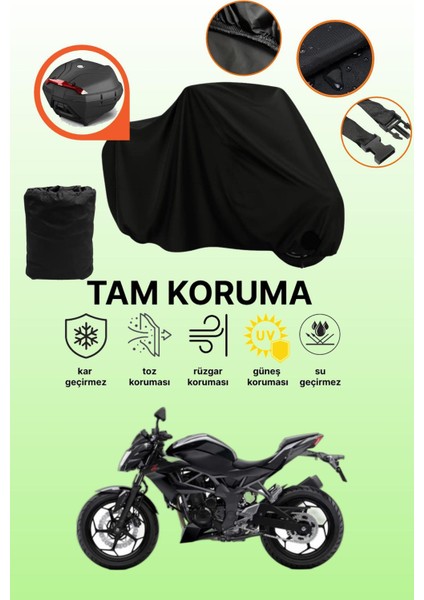 Siyah Arka Çanta Uyumlu Kawasaki Z 250SL Uyumlu Motosiklet Brandası, Koruyucu Örtü