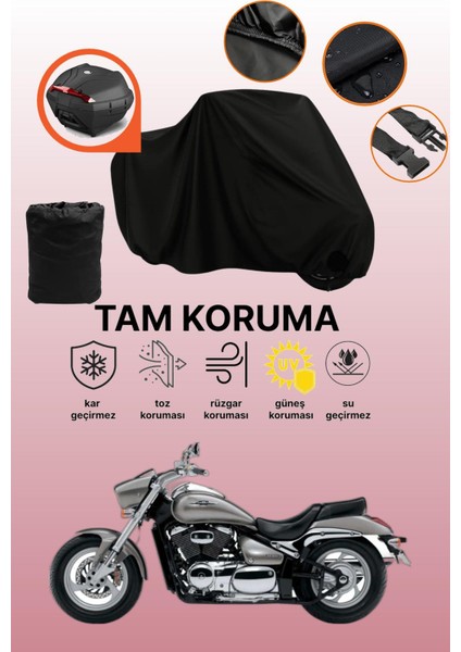 Siyah Arka Çanta Uyumlu Suzuki Vz 800 Intruder M800 Uyumlu Motosiklet Brandası, Koruyucu Örtü