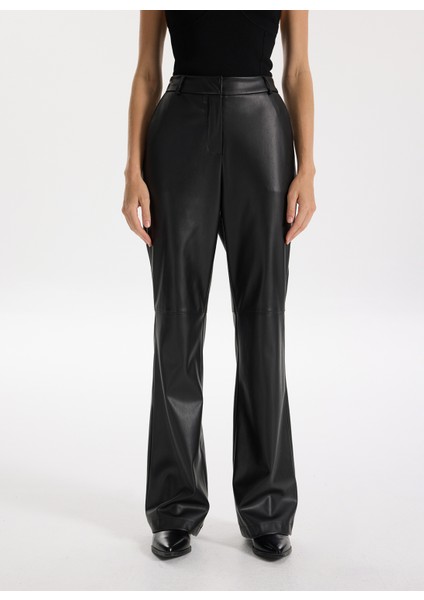 Normal Bel Normal Siyah Kadın Pantolon F5WL-PNT0366 fırsatları