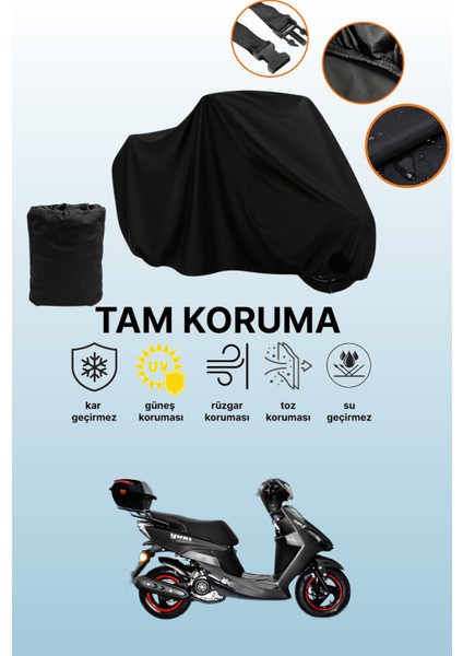 Siyah Yuki Casper S 50 Uyumlu Motor Branda, Koruyucu Örtü, Motosiklet Brandası