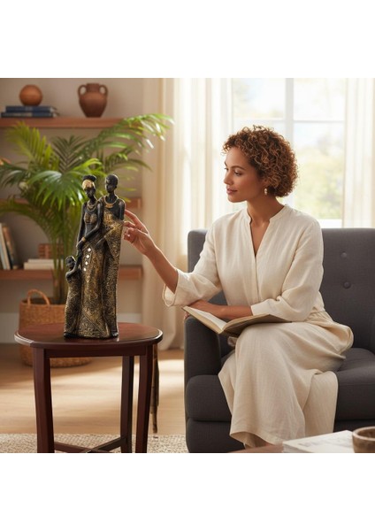 Lüks Işlemeli Geleneksel Yerel Kıyafetli Afrikalı Aile Heykeli Dekoratif Biblo Ev Ofis Hediyesi Mdl1 modelleri