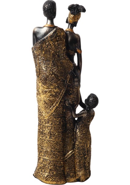 Lüks Işlemeli Geleneksel Yerel Kıyafetli Afrikalı Aile Heykeli Dekoratif Biblo Ev Ofis Hediyesi Mdl1 fırsatları