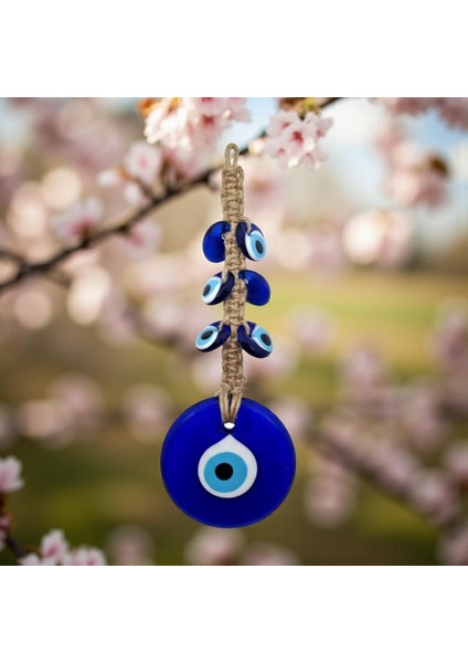 Lüks Makrome Hasır Işlemeli Büyük Nazar Boncuğu Duvar ve Kapı Süsü Dekoratif Ev Ofis Hediyesi Mdl: 1