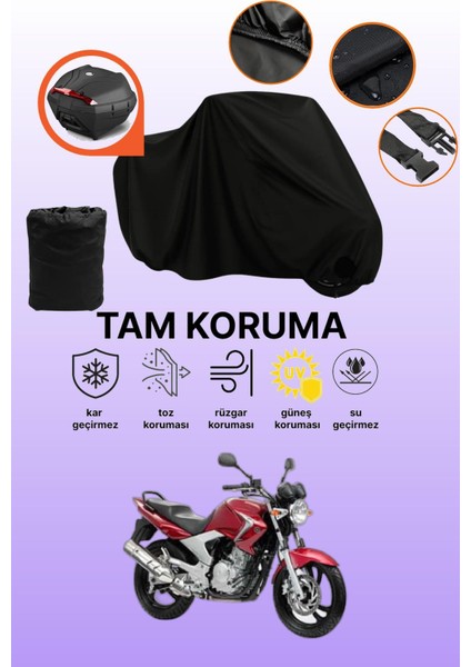 Siyah Arka Çanta Uyumlu Yamaha Ybr 250 Uyumlu Motosiklet Brandası, Koruyucu Örtü