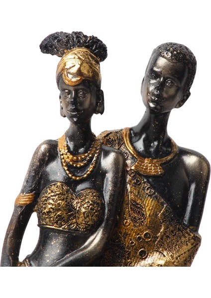 Lüks Işlemeli Geleneksel Yerel Kıyafetli Afrikalı Aile Heykeli Dekoratif Biblo Ev Ofis Hediyesi Mdl1 indirimleri