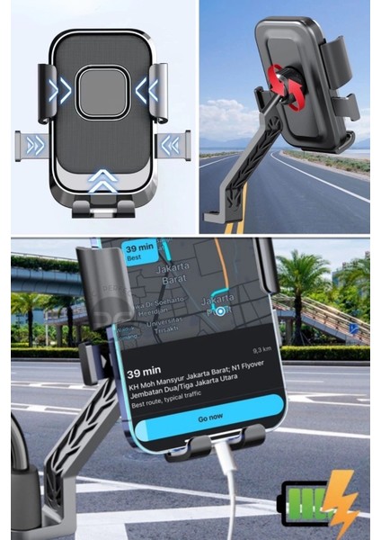 Motor,motosiklet,bisiklet ,scooter Için 360 Derece Dönebilen Dikiz Aynası Versiyonu Telefon Tutucu Aparat