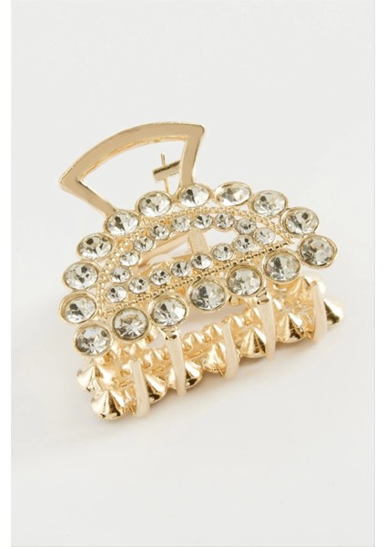 Oval Taşlı Metal Mandal Toka 4,5 cm