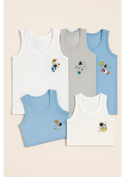 Erkek Çocuk 5'li Uzay Desenli Atlet