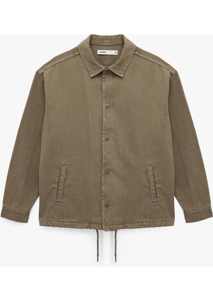 Pamuklu Cepli Bel Detaylı Gömlek Yaka Düğmeli Yıkamalı Oversize Jean Ceket fırsatları