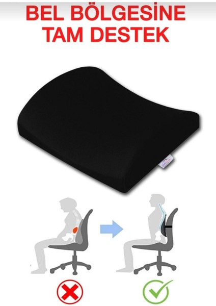 Siyah Ortopedik Sırt Yastığı Ev Ofis Oto Koltuğu Bel Destek Minderi Elyaf fırsatları