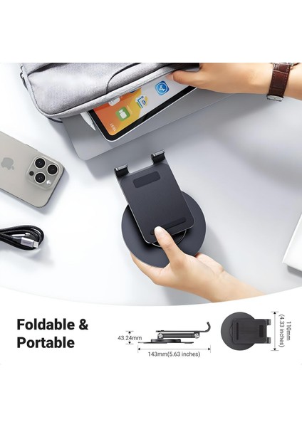 Metal Cep Telefonu Standı Çok Açı Ayarlanabilir Telefon Tutucu 360° Dönebilen Masa Üstü Katlanabilir modelleri