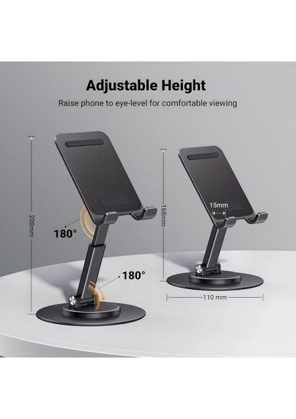 Metal Cep Telefonu Standı Çok Açı Ayarlanabilir Telefon Tutucu 360° Dönebilen Masa Üstü Katlanabilir fırsatları