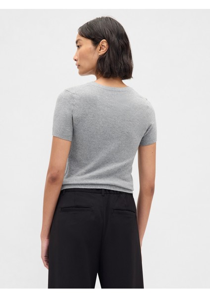 Kadın Gri Cashsoft Stretch Baby T-Shirt fırsatları