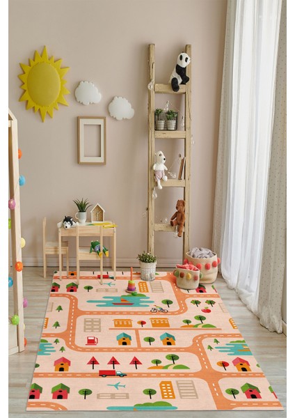 Yeni Desen Yıkanabilir Kaymaz Tabanlı Bohem Tarz Dijital Baskı Salon Halısı, Yumuşak Dokulu Lüks Halı Modeli ve 40 x 60 Turuncu Renk Dikdörtgen Halı