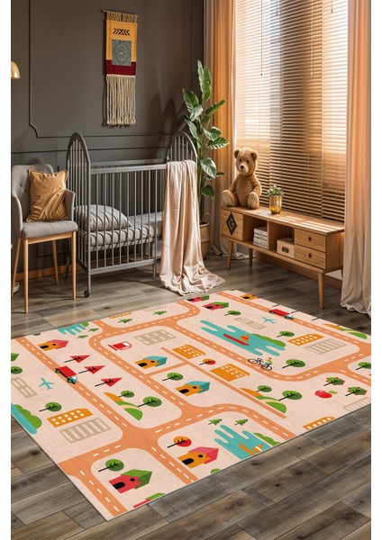 Yeni Desen Yıkanabilir Kaymaz Tabanlı Bohem Tarz Dijital Baskı Salon Halısı, Yumuşak Dokulu Lüks Halı Modeli ve 40 x 60 Turuncu Renk Dikdörtgen Halı modelleri