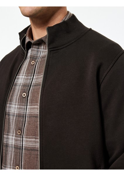 Şardonlu Uzun Kollu Cep Detaylı Basic Fermuarlı Hırka indirimleri