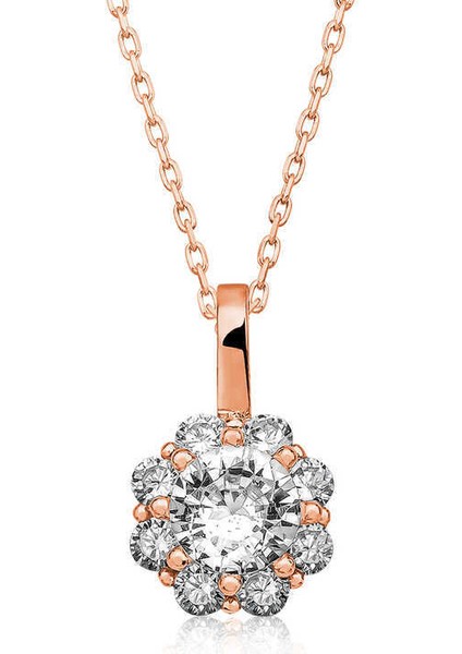 Gümüş Rose Çiçek Kolye