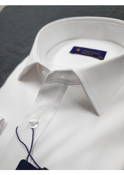 Regularfit Beyaz Çizgili Erkek Gömlek Likralı Esnek Kumaş Yaka Alttan Düğmeli AR0720709-01 modelleri