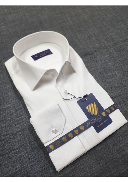 Regularfit Beyaz Çizgili Erkek Gömlek Likralı Esnek Kumaş Yaka Alttan Düğmeli AR0720709-01 fırsatları