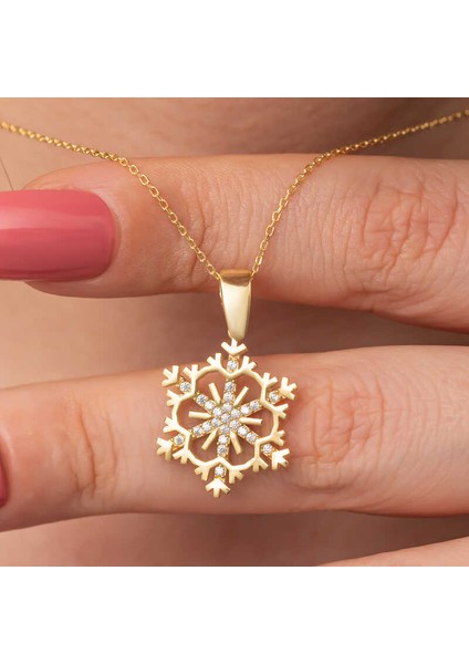 Gümüş Gold Kar Tanesi Kadın Kolye fırsatları