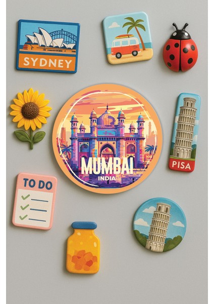 Modern ve Dekoratif Yuvarlak Buzdolabı Magneti Magnet Büyük Boy 10X10 cm - Mumbai