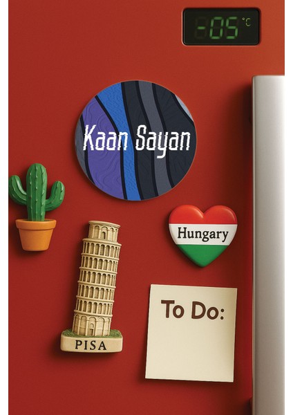 Kişiye Özel Isim Yazılı Mutfak ve Ofis Için Yuvarlak Beyaz Buzdolabı Magnet Jumbo Boy DIZAYN28