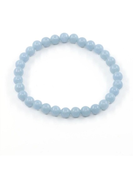 Anjelit Melek Taşı Doğal Taş Bileklik 6 mm Küre Kesim