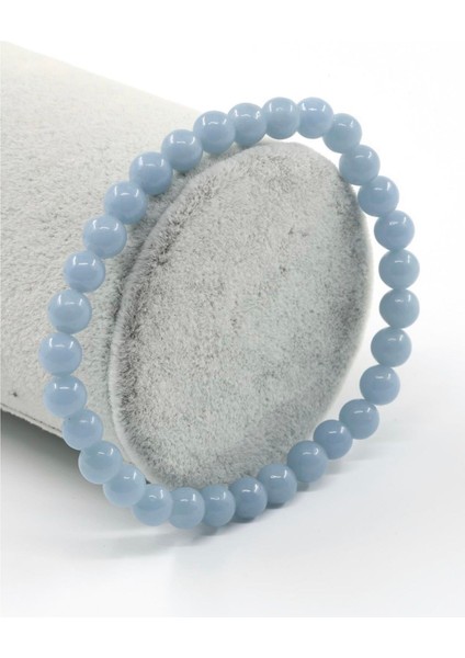 Anjelit Melek Taşı Doğal Taş Bileklik 6 mm Küre Kesim fiyatları