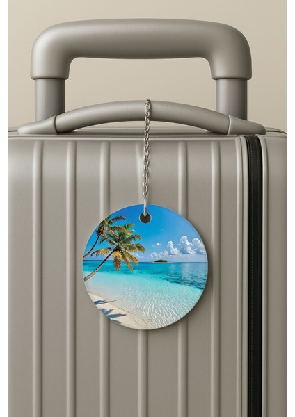 Pleksi Zincirli Bavul Etiketi Seyahat Tatil Için Tasarım Valiz Etiketi Cocos Adası