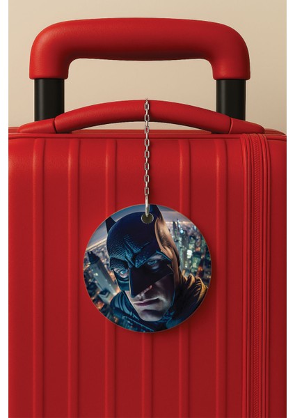 Desenli Baskılı Pleksi Zincir Aparatlı Bavul Etiketi Valiz Etiketi Batmanretro 1