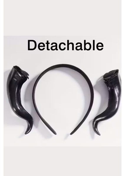 1 Adet El Yapımı, Retro Punk Cadılar Bayramı Boynuz Başlık – Keçi Boynuzu Esintili Anime Pop Sanat Tasarım, Pluş Tüy Detaylı,-Siyah modelleri