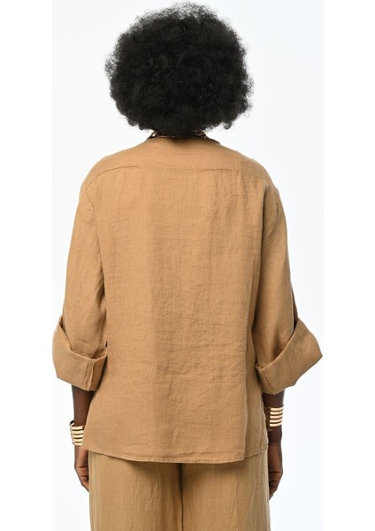 Kadın Bisiklet Yaka Keten Gömlek indirimleri