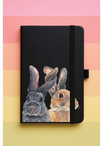 Tavşanların Aşkı Baskılı Tarihsiz Yuvarlak Köşeli Desenli Uv Termo Defter