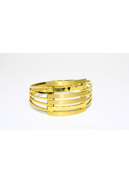 14 Ayar Altın 6 Sıralı Kaburga Kelepçe Bilezik 18.06 gr