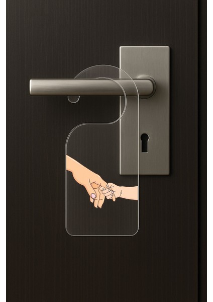 Baskılı Otel Oda Ev Daire Yatak Çocuk Odası Için Desenli Kapı Kolu Askısı Anne Çocuk