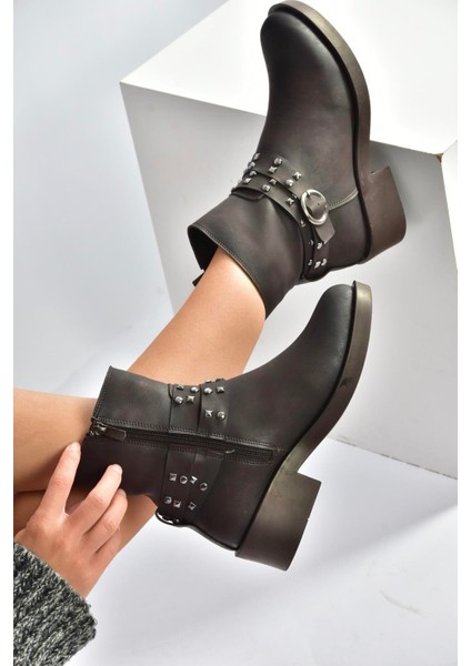 V674121209 Kahverengi Alçak Topuklu Fermuarlı Kadın Bot modelleri