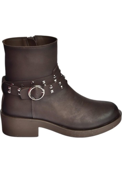 V674121209 Kahverengi Alçak Topuklu Fermuarlı Kadın Bot indirimleri
