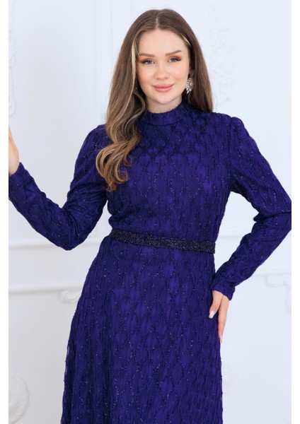 Lina Tesettür Abiye Elbise Mor fiyatları