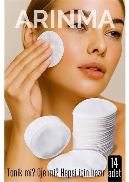 14'lü Kozmetik Disk Pamuk Premium Makyaj Temizleme Pamuğu Tonik ve Oje İçin Çift Taraflı Diskler