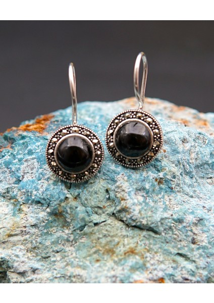 925 Ayar Gümüş Oltu Taşı Kadın Küpe SKÜ00018 fiyatları