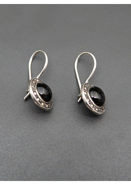 925 Ayar Gümüş Oltu Taşı Kadın Küpe SKÜ00018 modelleri