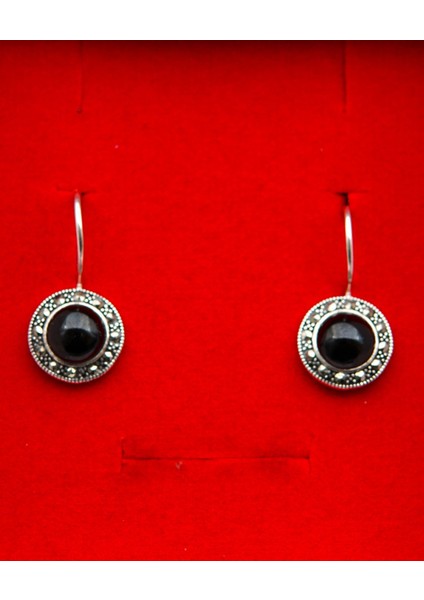 925 Ayar Gümüş Oltu Taşı Kadın Küpe SKÜ00018 fırsatları