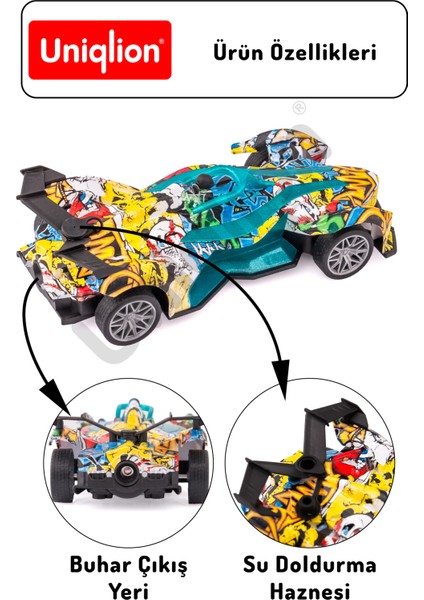 Buhar Efektli Işıklı Uzaktan Kumandalı Yarış Arabası