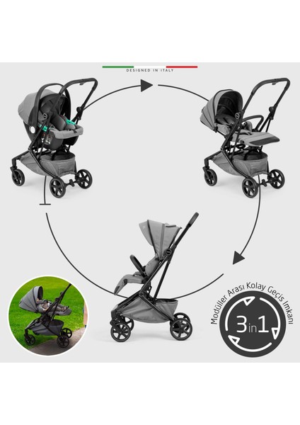 Rotativo Çift Yönlü Kabin Tipi Travel Bebek Arabası Gri indirimleri
