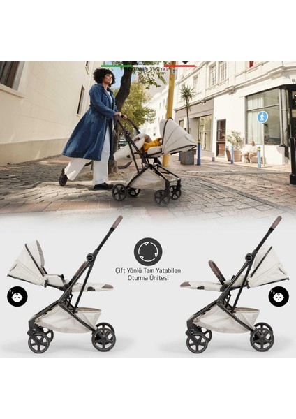 Rotativo Çift Yönlü Kabin Tipi Travel Bebek Arabası Gri