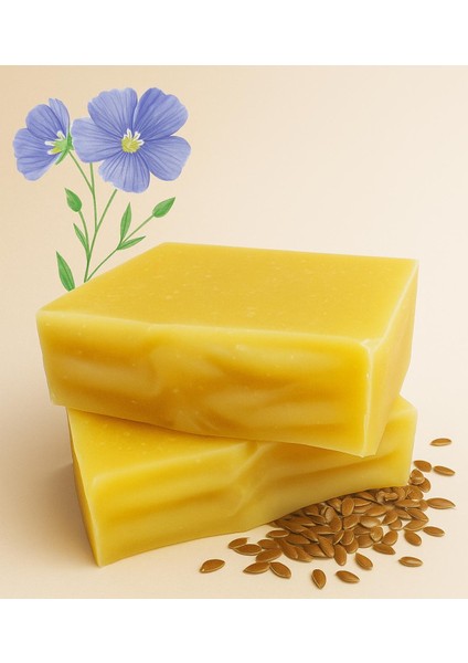 Doğal El Yapımı Keten Tohumu Sabunu 1 Adet 100 gr Nemlendirici, Cilt Yenileyici ve Besleyici
