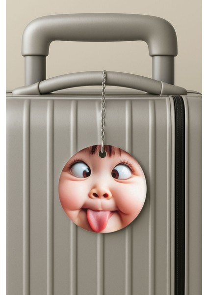 Pleksi Zincirli Bavul Etiketi Seyahat Tatil Için Tasarım Valiz Etiketi Gıcık Kız